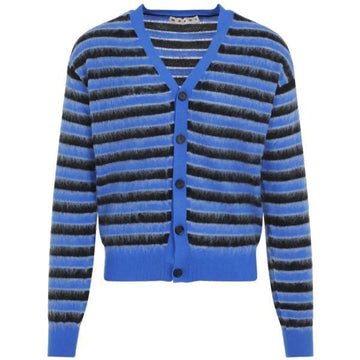 MARNI Braune Wollmohair Streifen Cardigan stamp: CDMG0137Q0 UFW617 RGB57 125074477