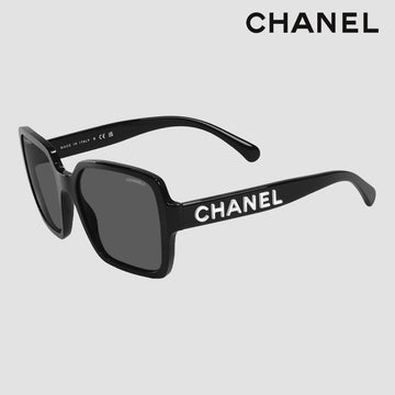CHANEL Sunglasses CH5408 1026S4 Square White Lettering Black 127485962