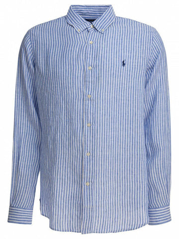 Polo Ralph Lauren Men's Striped Linen Shirt 710873446001 5137A BLUEWHITE 149121199