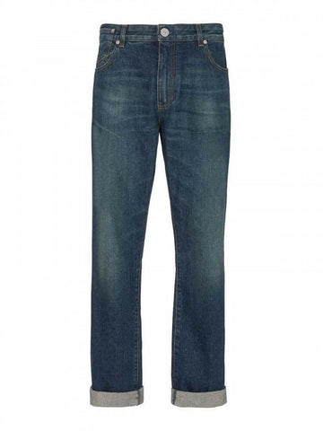 Balmain Men's Bootcut Vintage Logo-Patch Jeans Blue 149121646