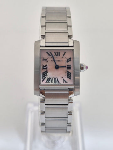 Cartier Tank Francaise Small Pink Mother of Pearl Steel Quartz Watch 3217 W51028Q3 156043469