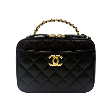 CHANEL Season Caviar Vanity Top Handle Bag AS3222 Black 156043544