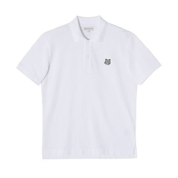 MAISON KITSUNE Polo-Shirt mit kurzem Arm in Grau mit boldem Fuchs-Head-Patch 100% Baumwolle 7010 73504785