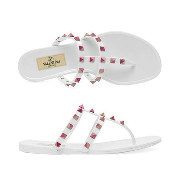 VALENTINO ゴムロックスタッドフラット通女性スリッパ 4W2S0T84 IIC ZWE 73877999