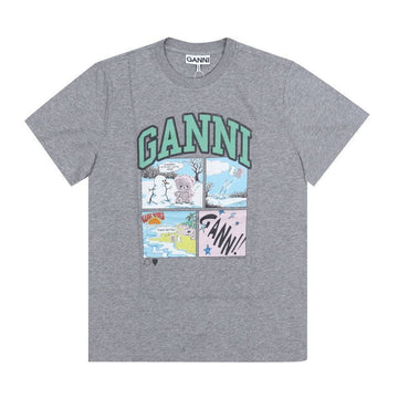 GANNI Kurzarm T-Shirt mit Bär Comic Teddy Logo 153845457