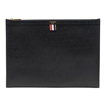 THOM BROWNE Große Clutch aus schwarzem Strukturleder mit pebble grain 31149839