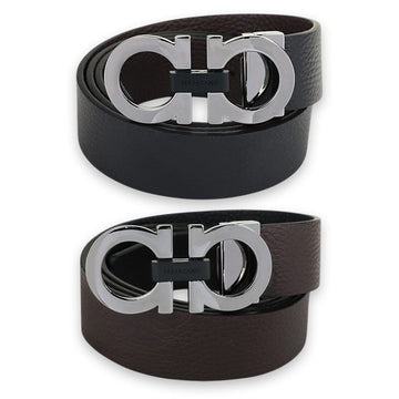 Salvatore Ferragamo Ferragamo Men's Reversible Double Gancini Matte Belt (Black) 678783 0476361 123445791