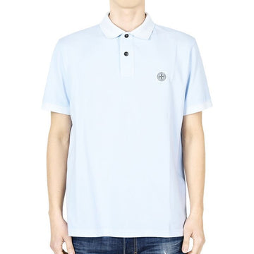 Stone Island Stone Men's Logo Patch Washed Polo Short Sleeve (Sky) K1S15 22002SC S0067 V0041 128915399