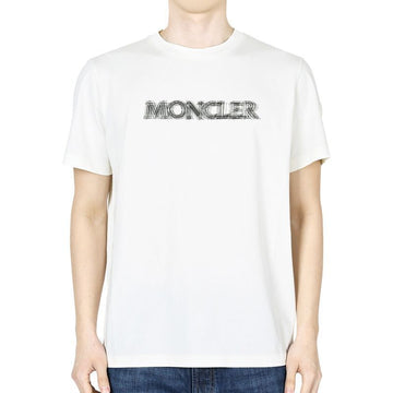 Moncler Men's Graphic Lettering Logo T-Shirt (Ivory) 8C00005 89A17 034 130824118