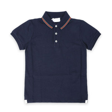 GUCCI Kinder Polo Web Baumwolle PK Kurzarm (Navy) 805405 XJGXV 4306 132334581