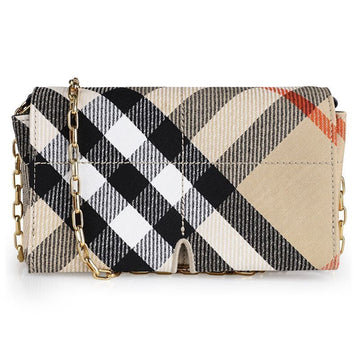 Burberry Women's Snip Checked Mini Chain Wallet Bag (Sand) 8103697 139581056