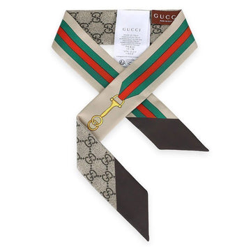 Gucci Interlocking GG Horsebit Silk Scarf for Women (Brown) 756937 3G001 2164 150693229