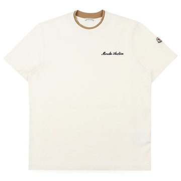 MONCLER Männer Kurzarmshirt mit gesticktem Logo (Ecru) 8C00015 89AYY 060 151320467
