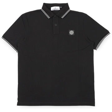 Stone Island Men's Two-Line Collar Logo Patch PK Short Sleeve T-Shirt (Black) L1S15 2200010 S0018 V0029 151802431