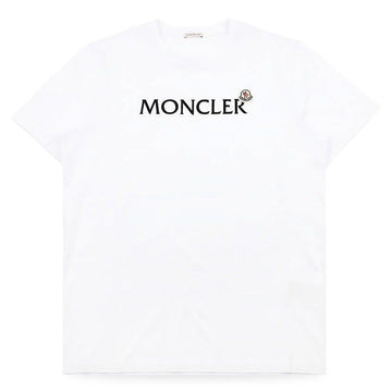 MONCLER Herren Baumwoll T-Shirt mit Flock-Logo (Weiß) 8C00036 8390T 001 152746126