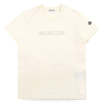 Moncler Women's Short Sleeve Embroidered Logo T-Shirt (Ivory) 8C00012 89AUO 037 153689674