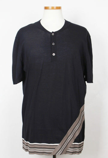 HERMES Kurzärmliger Pullover in Marineblau XXL 156051046