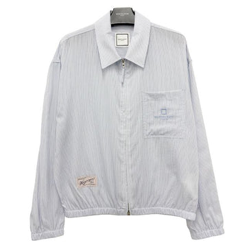 Wooyoungmi Logo Stripe Zip-Up Shirt Blue 156051056