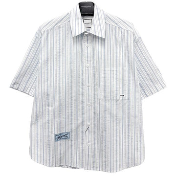 Wooyoungmi Striped Seersucker Short-Sleeve Shirt Blue (W261SH32 837L) 156051066