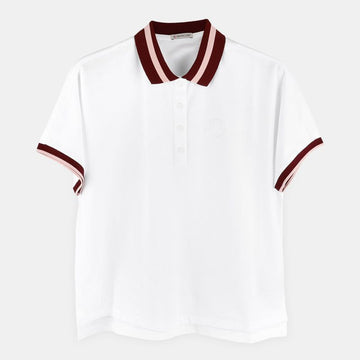 Moncler Women's Color-Blocked Embroidered Logo Polo Short Sleeve (White) 8A00001 84720 001 54741287