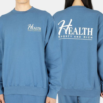 SPORTY & RICH 22 F/W ビッグ H クルーネック トレーナー (スティールブルー/ホワイト) BIG H CREWNECK 54764049