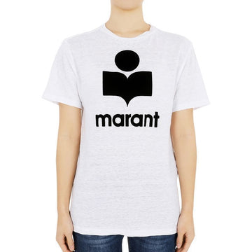 ISABEL MARANT ズエルロゴリネン半袖シャツ（ホワイト/ブラック） TS0001FB A1N09E 20WH 73980424