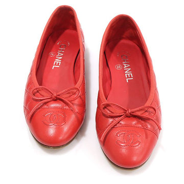 CHANEL Red Lambskin Quilted Ballerina Flats 36 156052011