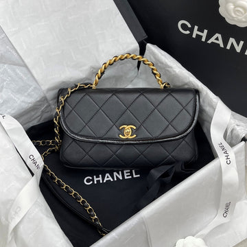 CHANEL Season Top Handle Chain Bag Black with Gold Hardware AS2176 156052082