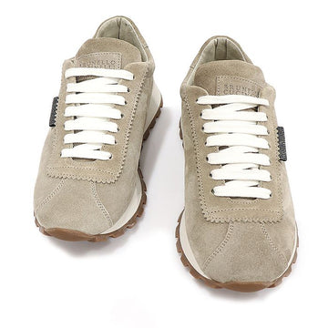 BRUNELLO CUCINELLI ベージュスエードシャイニーモニレタブ女性スニーカー 36 156052358