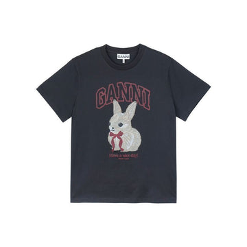 GANNI Basic Baumwoll-Jersey T-Shirt Phantom A1050061-252 149777540