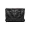 CHANEL Caviar Chevron Clutch Large L601734 156058851 [P]