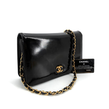 CHANEL Brushed Gold Logo WOC Crossbody Bag 156065716