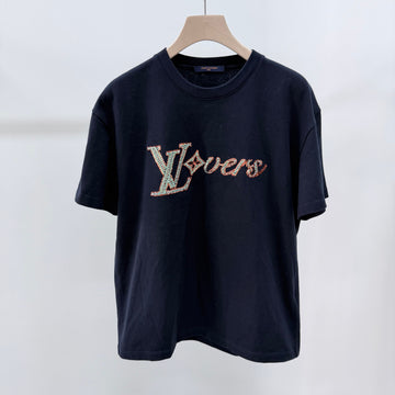 LOUIS VUITTON エンブロイダード ロゴ 半袖 Tシャツ ネイビー 156068224