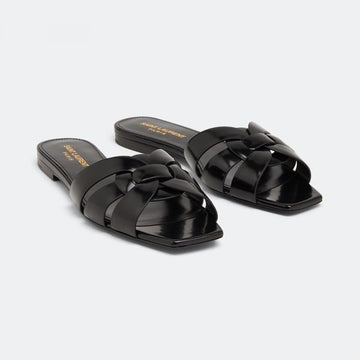 Saint Laurent Tribute Flat Mule Glossy Leather 138827127