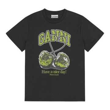 Ganni Basic Jersey Green Cherry Relaxed T-Shirt 138835391