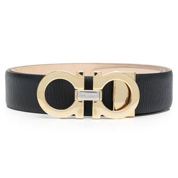 SALVATORE FERRAGAMO 25SS ゴールド ダブル ガンチーニ ベルト ブラック 67-9493 0754204 140500703