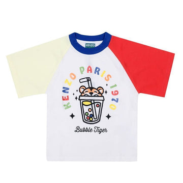 Kenzo Happy Sweet Tiger Bubble Tea Contrast Ringer Kids T-Shirt 155988873 [P]