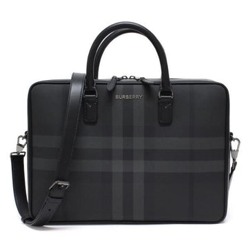 BURBERRY チェック柄プリントレザー ブリーフトートバッグ (8065338) 141820735