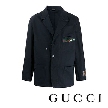 Gucci Men's Horsebit Logo Detail Blazer Jacket Navy 150999065