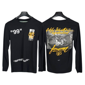 OFF WHITE レディース ロングスリーブ Tシャツ ブラック OMAB001R19185009 1088 正規品100% 150958888