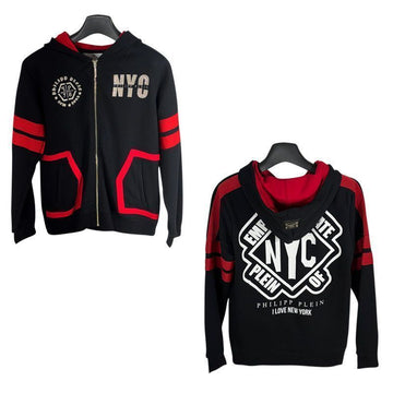 PHILIPP PLEIN キッズフードジップアップブラック 150557645