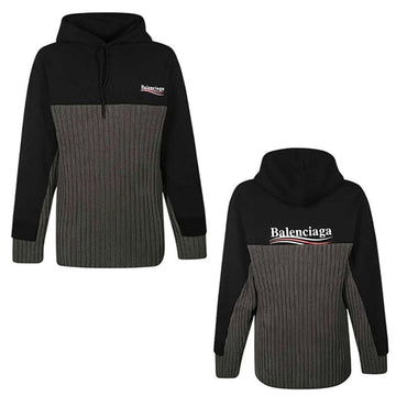 Balenciaga Men's Knit Hoodie with Wave Logo 621069 T3175 4088 150261968
