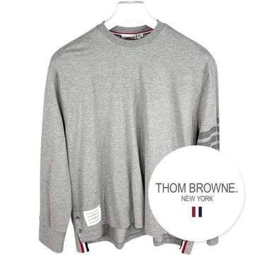 THOM BROWNE Damen diagonale Armbinde Langarm T-Shirt Grau 149983652