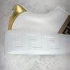 Versace Men's Metallic Tab Greca Leather Sneakers White/Gold DSU8404 1A01759 2W110 151075800 [P]