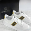 Versace Men's Metallic Tab Greca Leather Sneakers White/Gold DSU8404 1A01759 2W110 151075800 [P]