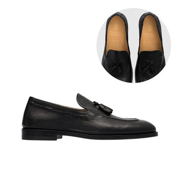 Brunello Cucinelli Tassel Leather Loafers Black MZUCMLB873C101 100% Authentic 149626473
