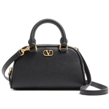 Valentino Mini Bowling Bag in Grained Calfskin with V Logo Signature 156103299