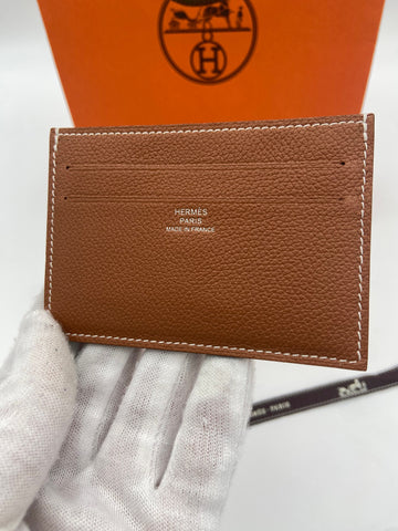 HERMES Citizen Twill Kartenhalter Geldbörse Gold Blau H084439CAAC 156139591