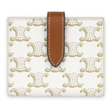 Celine Women Triomphe Canvas Small Strap Wallet (White/Tan) 10H262DB7 01TA 146259996