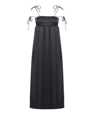 Ganni Black Double Satin String Long Dress 152204006